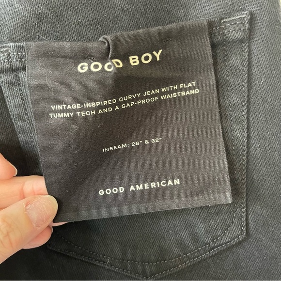 Good American Good Boy Black Raw Hem Jeans Size 8/29 - Picture 5 of 9